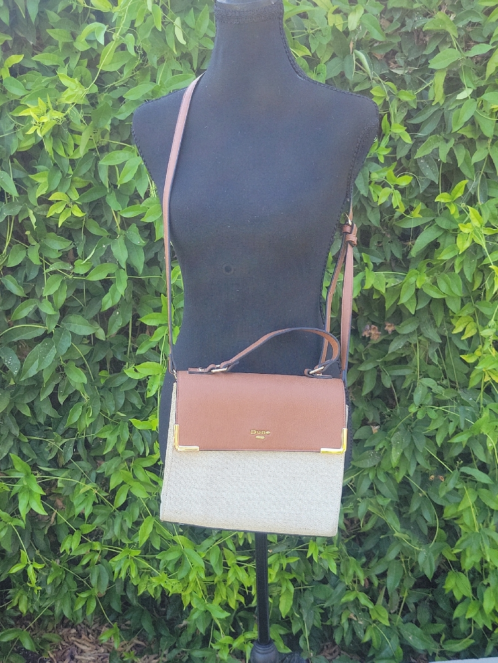 Crossbody Bag in Brown and Cream With Handle Boho Beach